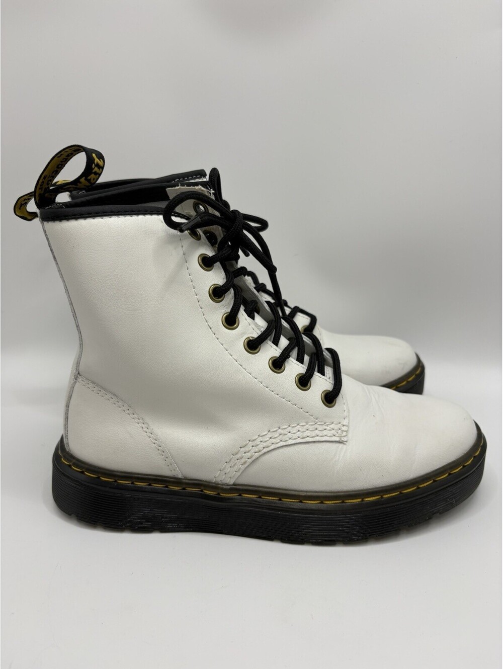 Dr. Martens ZAVALA White Leather Combat Boot Unisex Women’s 5 Men’s  4